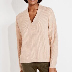 Haven Well Within Overlapped V Neck Cotton Sweater Pullover Beige Oversized L